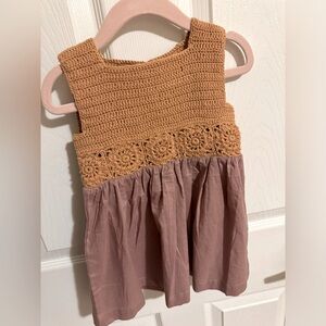 Kate Quinn BNWT boatneck sleeveless crochet woven gathered dress - 12-18m